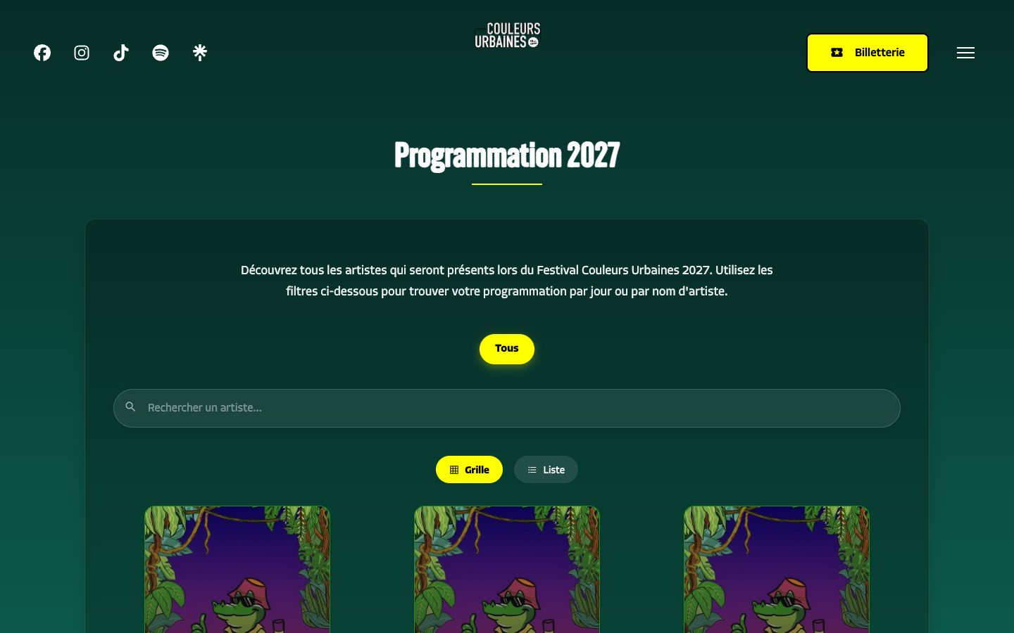 La programmation 2027, avec recherche d'artistes