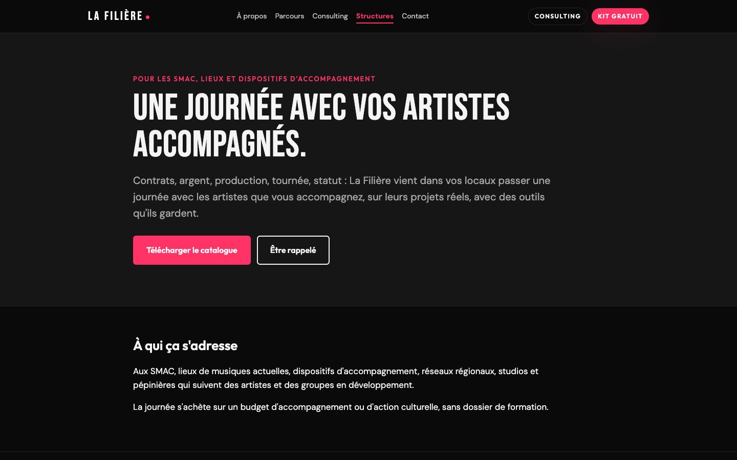 La page des salles et des structures