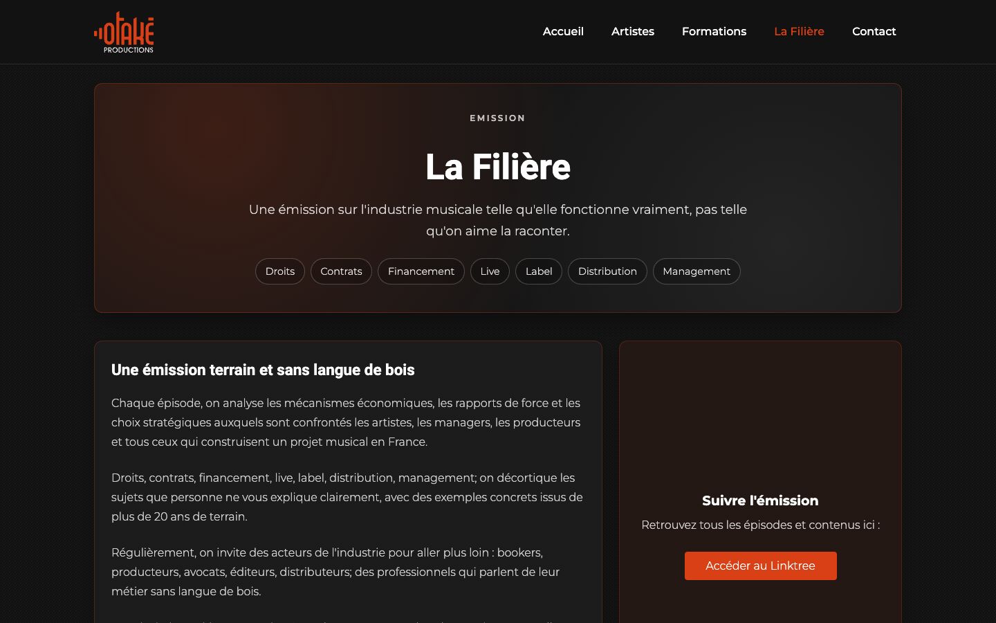 La Filière, l'émission